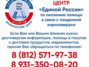 Волонтерский центр "Единой России" готов оказать помощь. 